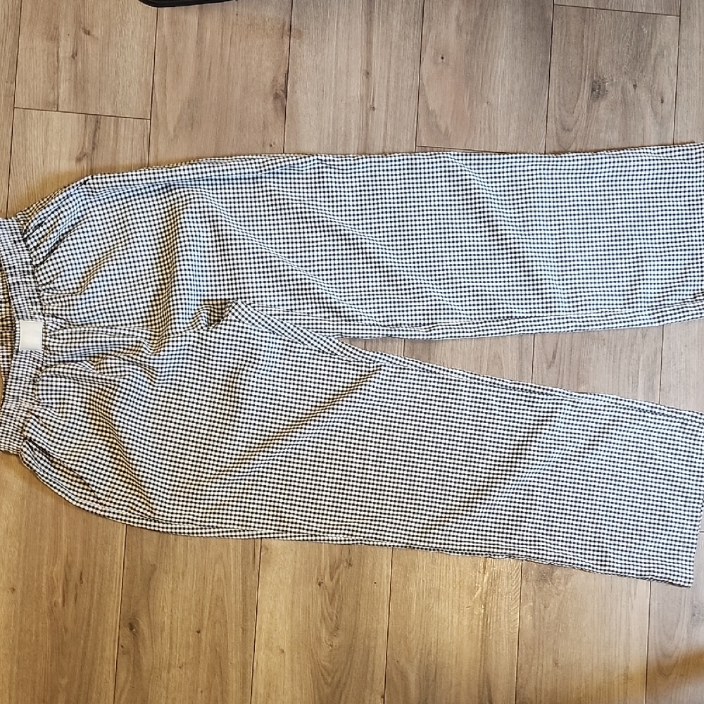 Womens Black & White Micro-Check Lounge Pants